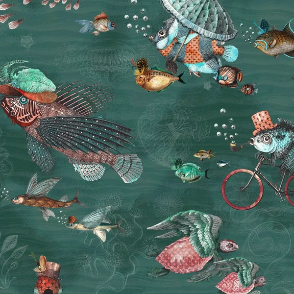 Sea Life Teal & Coral Wallcovering | Brand McKenzie