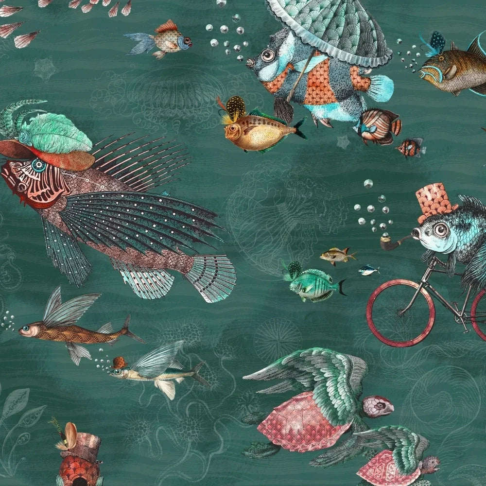 Sea Life Teal & Coral Wallpaper | Brand McKenzie