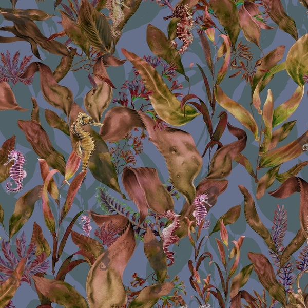 Seahorse Mangrove Noir - Dark Gray Wallcovering | Brand McKenzie