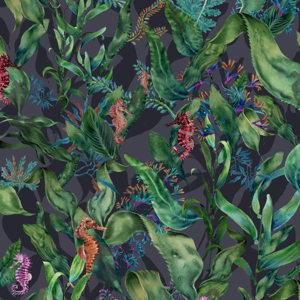Seahorse Mangrove Autumnal - Slate Blue Wallcovering | Brand McKenzie