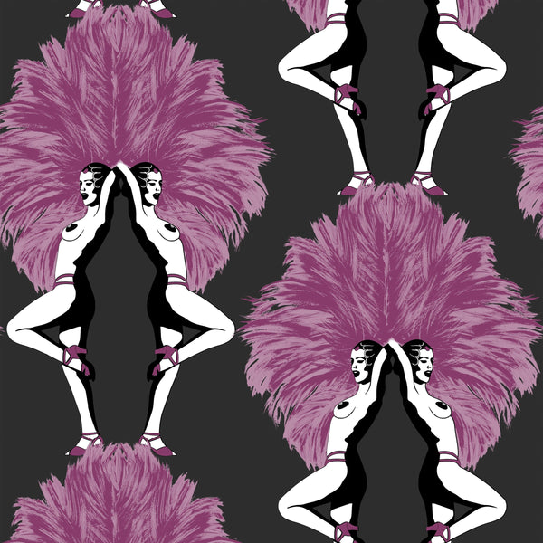 Showgirls Metallic Pink & Black Wallcovering | Graduate Collection