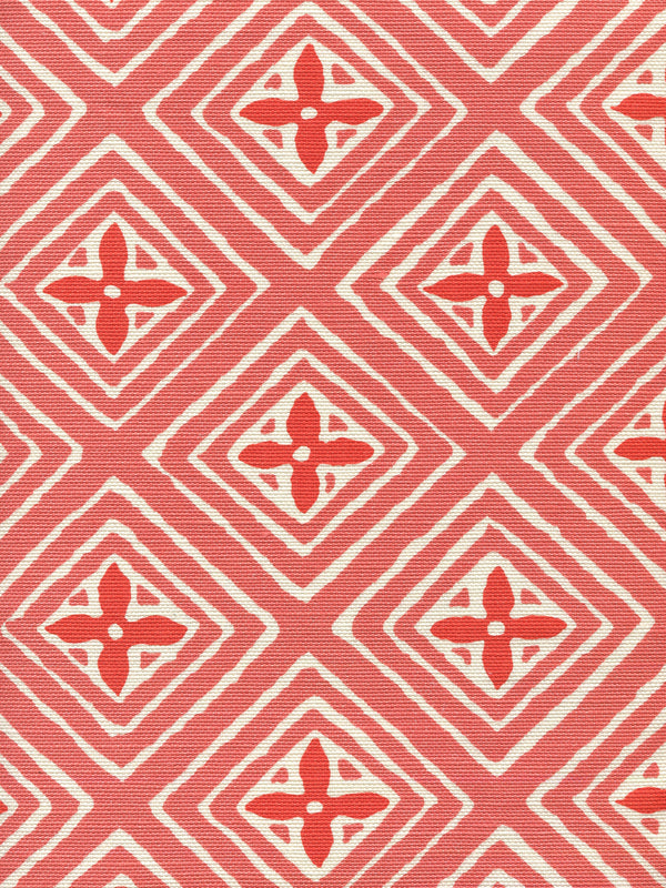 Fiorentina Two Color Shrimp Orange on Tint Screen Printed Fabric | China Seas