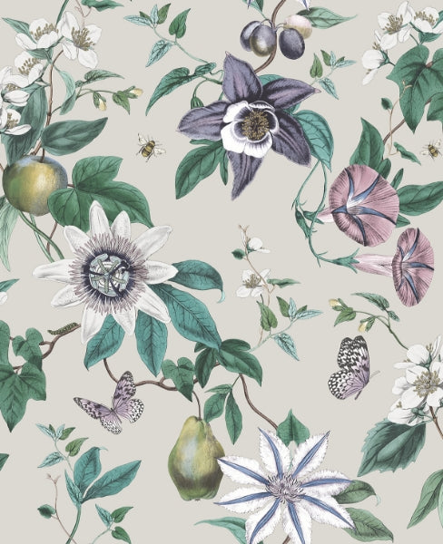 Sierra Silver Floral Wallcovering | Jeffrey Stevens - Image 1