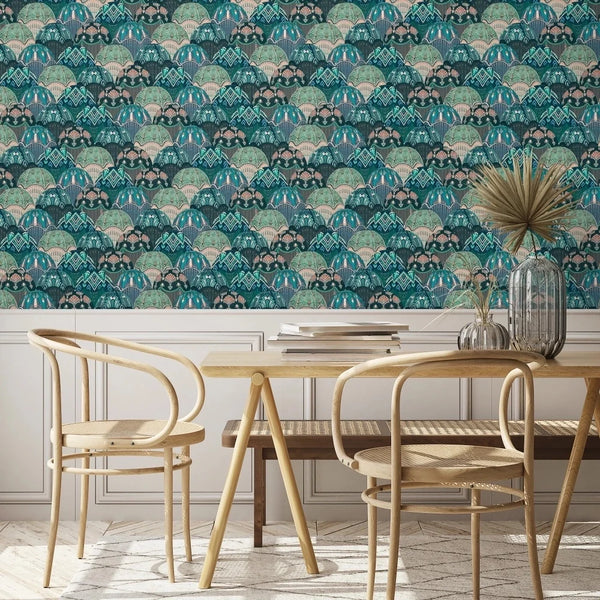Silk Shades Teal Wallpaper | Brand McKenzie