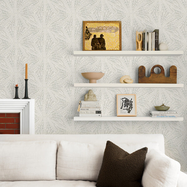 Silver Sunburst Peel and Stick Wallcovering | Jeffrey Stevens