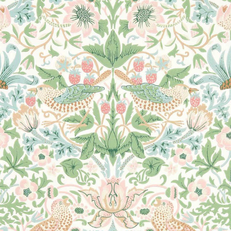 Simply Strawberry Thief Wallpaper Pink Cochineal | William Morris