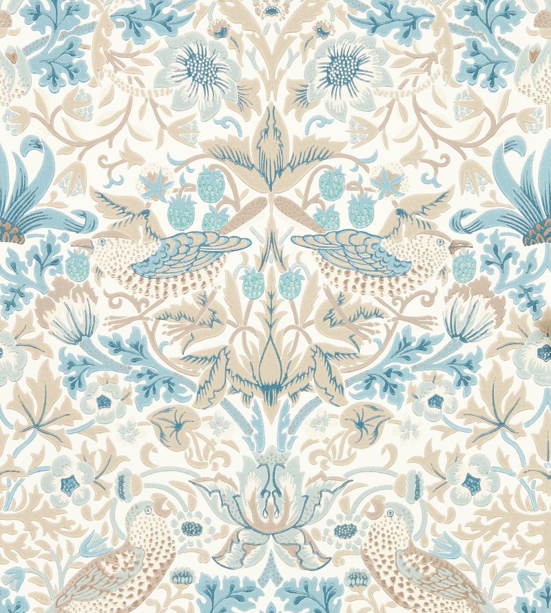 Simply Strawberry Thief Wallpaper Vellum Slate | William Morris