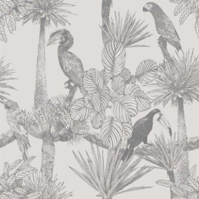 Sketched Birds - Light Gray Commercial Wallcovering | Koroseal