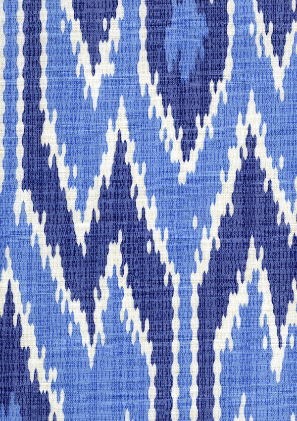 Lucaya Ikat Multi Sky Blue Screen Printed - Sky Blue Fabric | China Seas