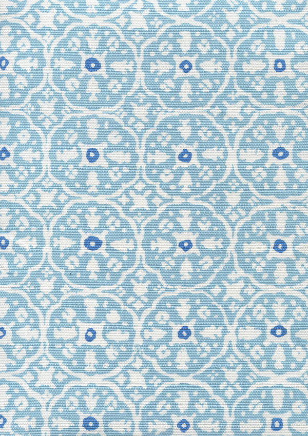 Nitik Ii Sky Blue on White Screen Printed - Light Blue Fabric | China Seas
