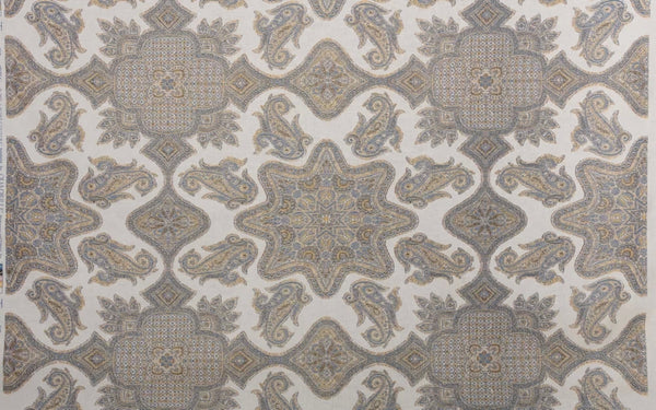 Slate Brown Lavender Yellow on Ecru Linen Wallcoverings | Home Couture