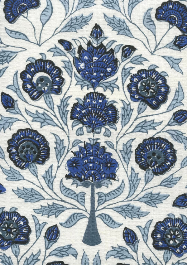Slate Sky Royal Dark Blue on Ivory Wallcoverings | Home Couture