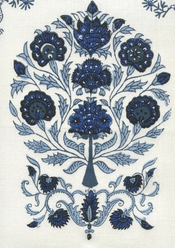 Slate Sky Royal on Ivory Wallcoverings | Home Couture