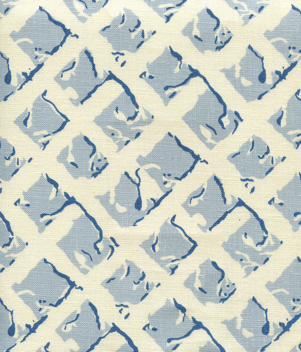 Twigs Soft Blue New Navy on Tint Screen Printed Fabric | China Seas