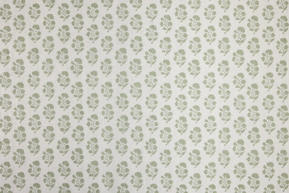 Soft French Green on White Linen