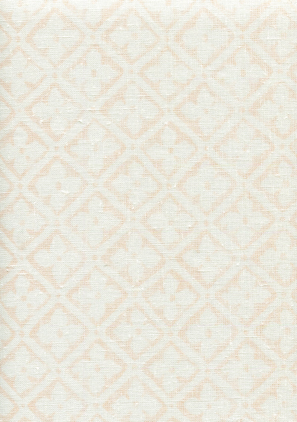 Puccini, Soft Peach on White Linen Wallcoverings | Quadrille