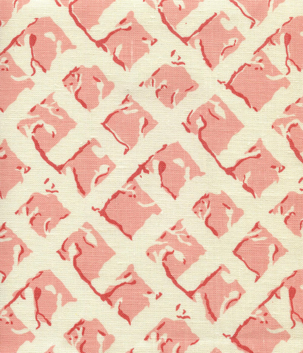 Twigs Soft Pink Coral Screen Printed - Cream Fabric | China Seas