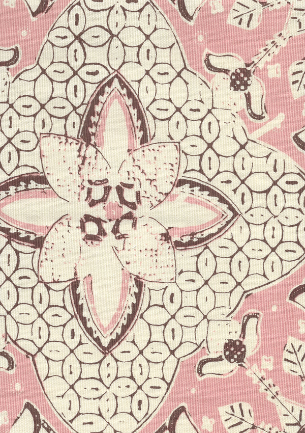 New Batik Soft Pink New Brown on Tint Screen Printed Fabric | China Seas