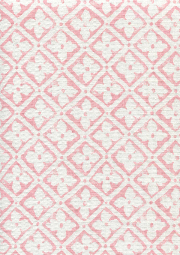 Puccini, Soft Pink on White Linen Wallcoverings | Quadrille