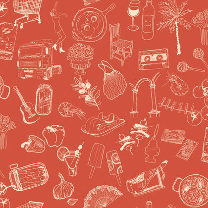 Souvenirs Red Wallcovering | Tres Tintas