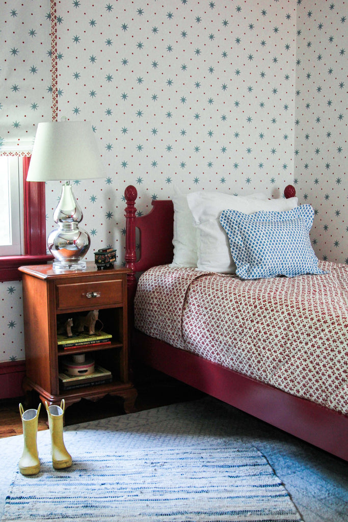 Serendipity Wallpaper Blue Red
