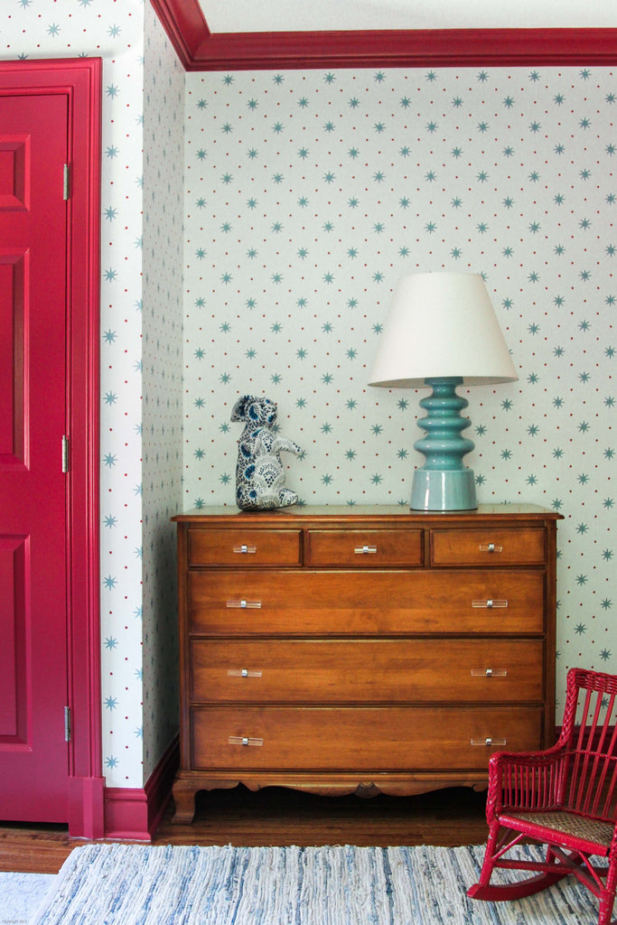 Serendipity Wallpaper Blue Red