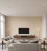 Spoleto Bone Horizontal Grasscloth Wallcovering | Fentucci - living room room setting