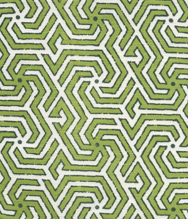 Maze Reverse Two Colors Spring Green Dark Green on Tint Screen Printed Fabric | China Seas
