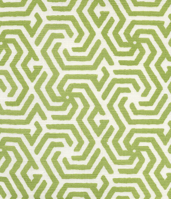 Maze Reverse One Color Spring Green on Tint Screen Printed Fabric | China Seas