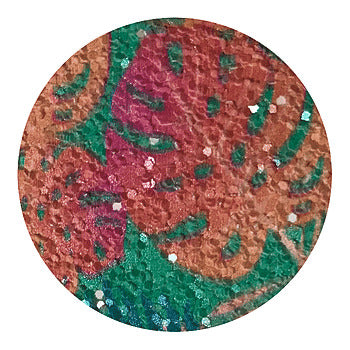 Hawaiian Leaf Glitter - Matte Multi On Teal | Glitter Walls