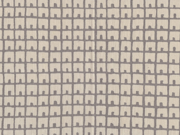 Fez Background Steel Grey on Tan Screen Printed Fabric | China Seas