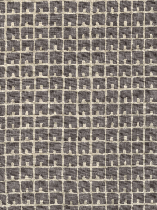 Fez Ii Steel Gray on Tan Screen Printed - Off White Fabric | China Seas