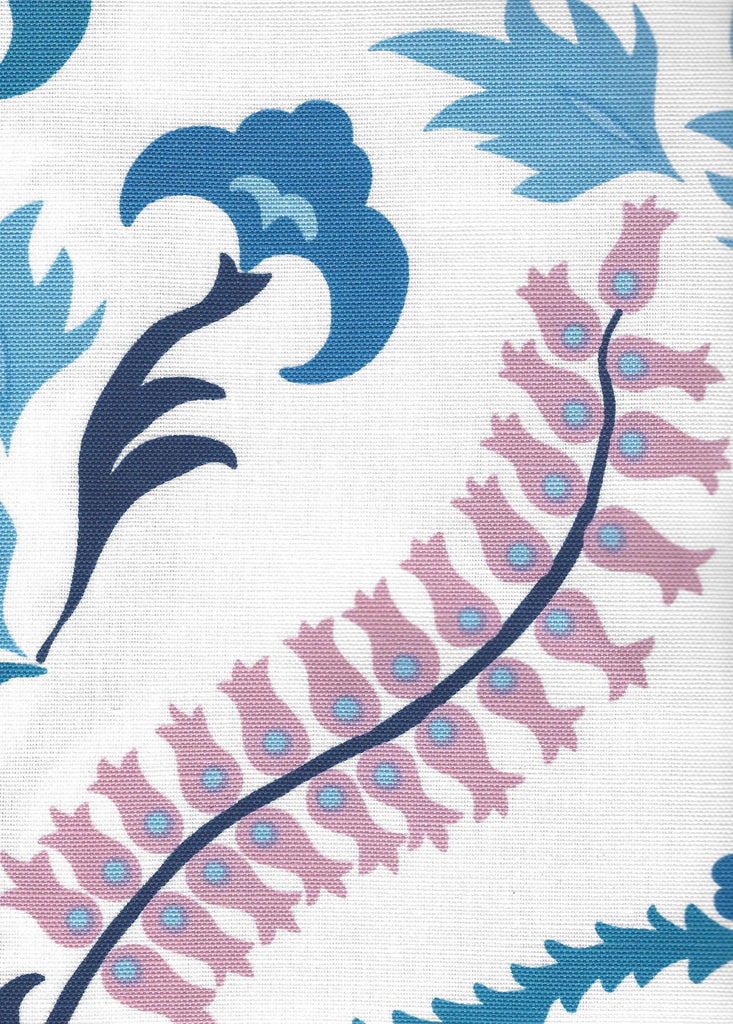Stitched Floral, Multi Blues Turquoise Lilac