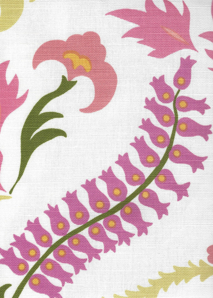 Stitched Floral, Multi Green Yellow Pink