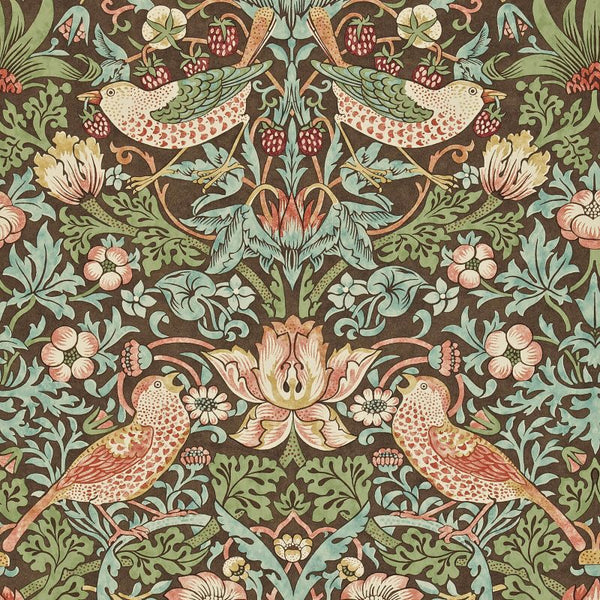 Strawberry Thief Slate Chocolate Wallcovering | William Morris