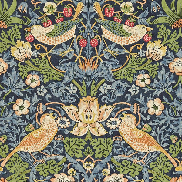 Strawberry Thief Wallpaper Mineral Indigo | William Morris
