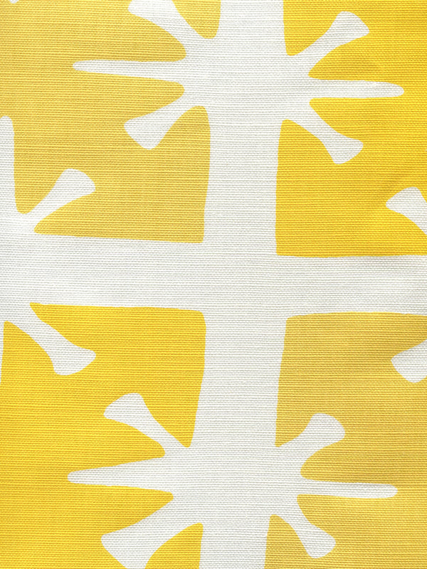 Georgia Large Scale Sunflower Yellow on White Screen Printed Fabric | China Seas