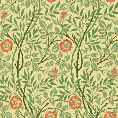 Sweet Briar Rust Green Wallcovering | William Morris
