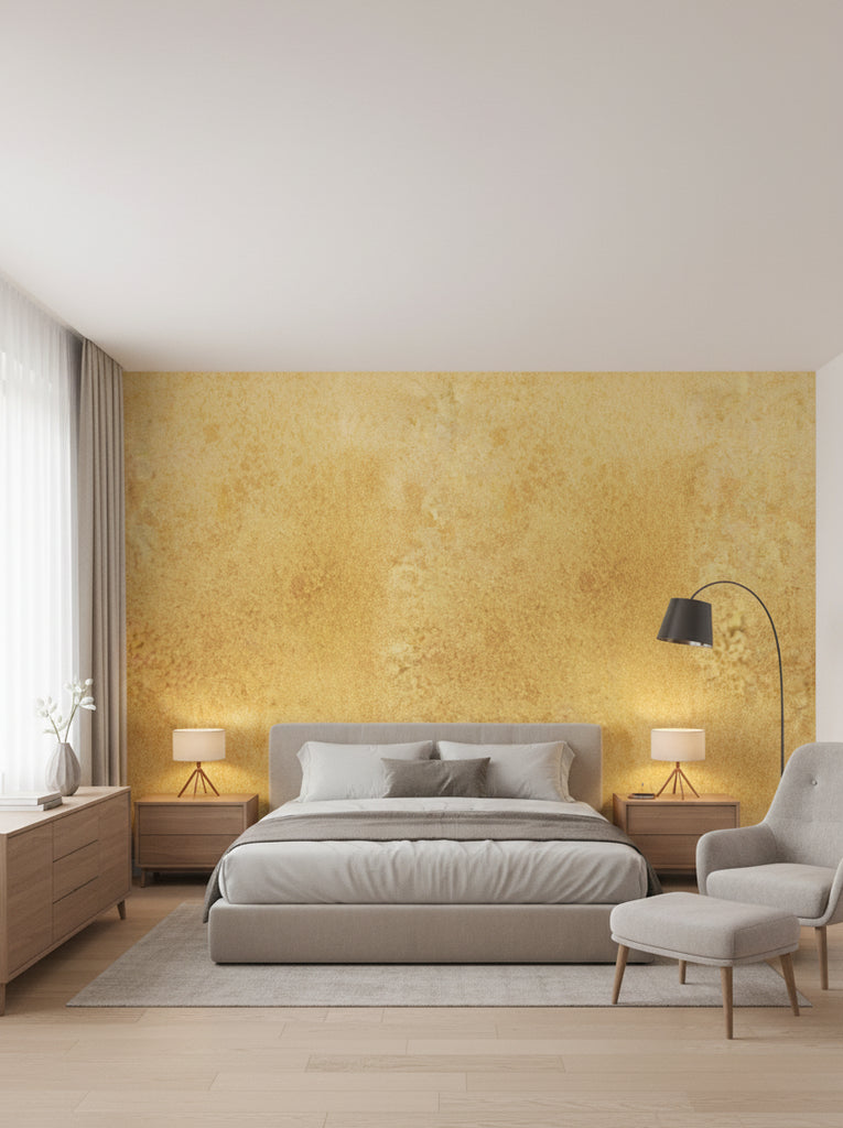 Takana Leaf- Gold - bedroom room setting