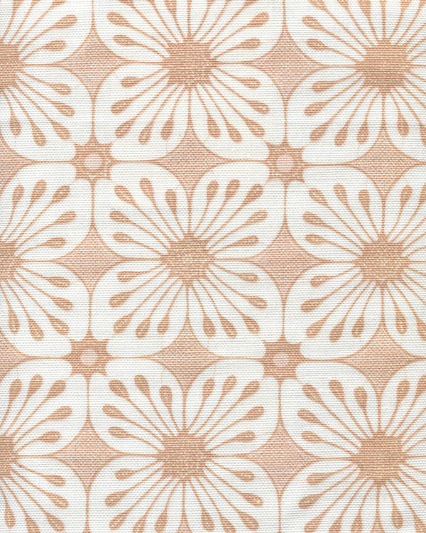 Barbados Batik Tan Beige Screen Printed - Off-White Fabric | China Seas