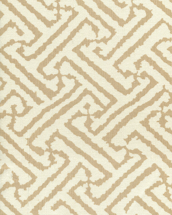 Java Grande Tan on Tint Screen Printed - White Fabric | China Seas