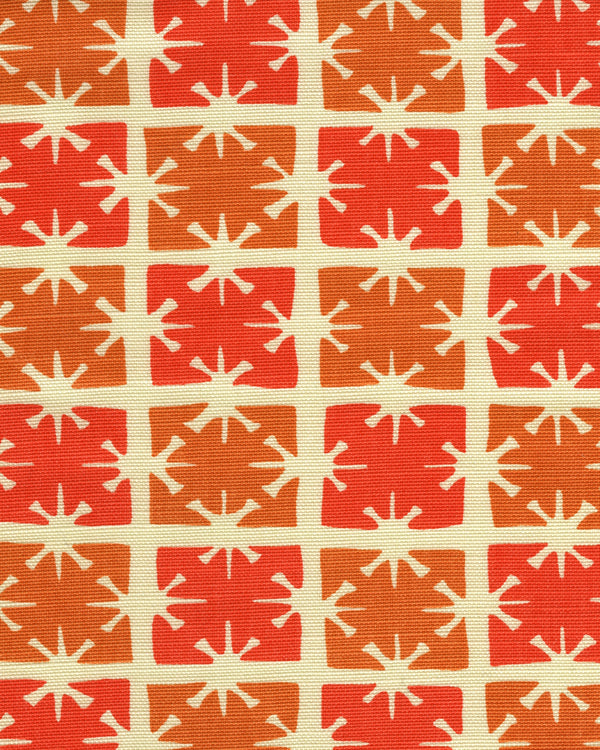 Georgia Small Scale Tangerine Orange on tint Screen Printed Fabric | China Seas