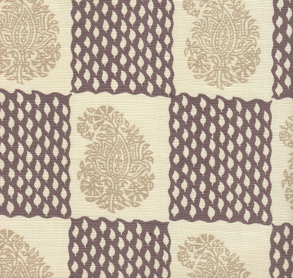 Bangalore Taupe Brown on Tint Screen Printed - Off-White Fabric | China Seas