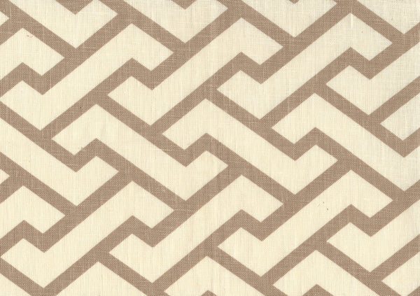 Aga Taupe on Tint Screen Printed - Off-White Fabric | China Seas