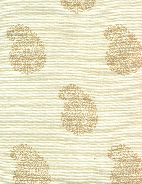 Bangalore Paisley Taupe on Tint Screen Printed Fabric | China Seas