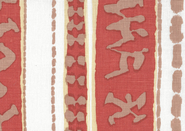 Abaco Stripe Terracotta Beige Screen Printed - Cream Fabric | China Seas