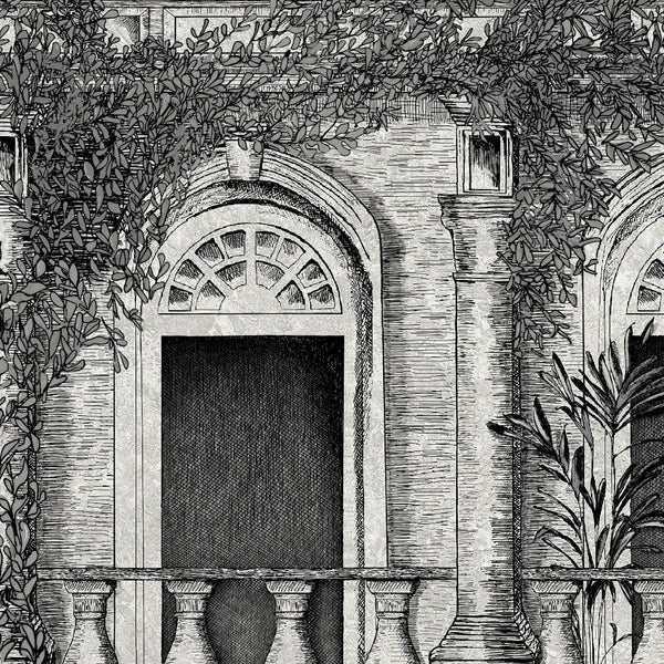 The	Architecture Architecture Green - Light Gray Wallcovering | Brand McKenzie