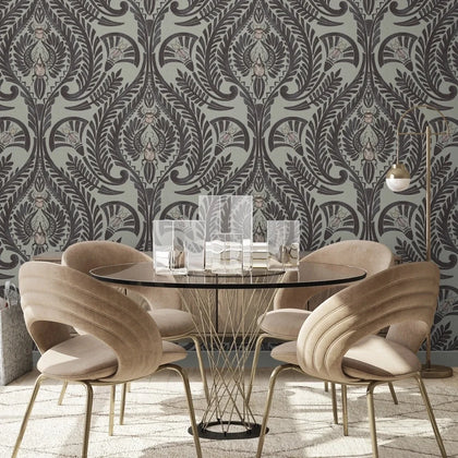 The Great Damask Raisin Wallcovering | Brand McKenzie