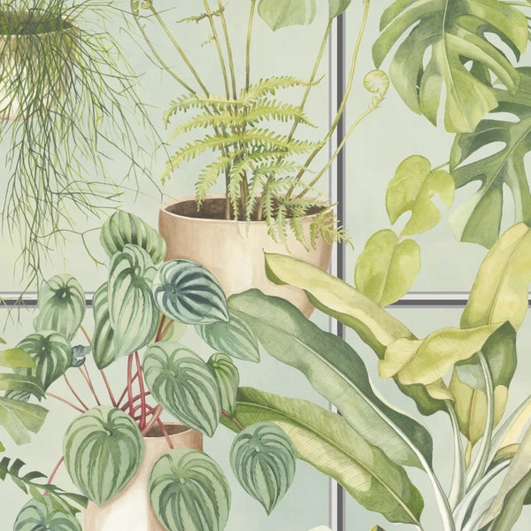 The Green House Sky Blue - Light Gray Wallcovering | Brand McKenzie