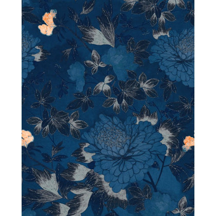 The Cantonese Garden - Indigo Blue, Light Blue, Peach Wallcovering | Mind the Gap
